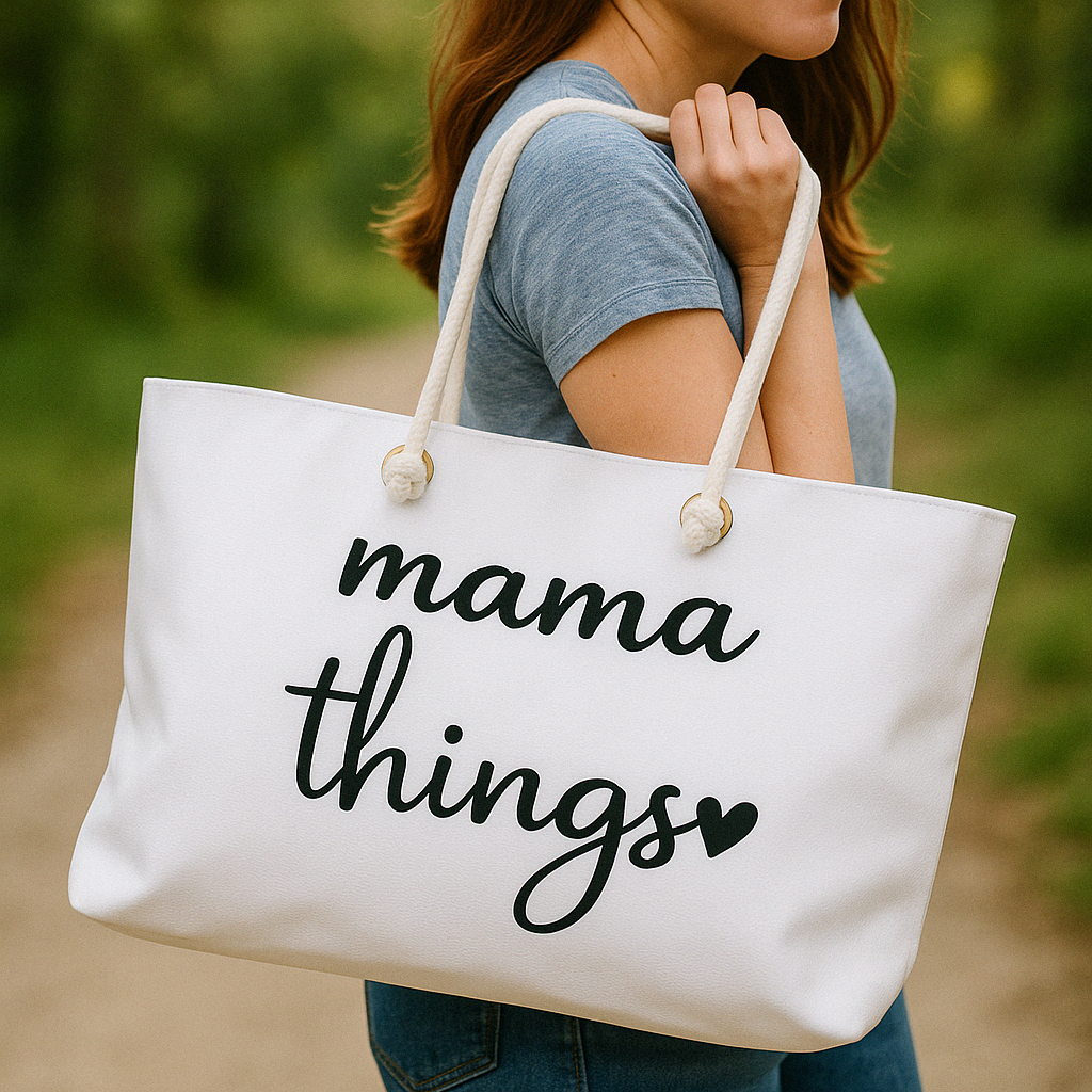 Custom "Mama Things" Weekender Bag – Personalized Oversized Tote for Moms, Nanas, & More | Travel, Beach, Everyday Use