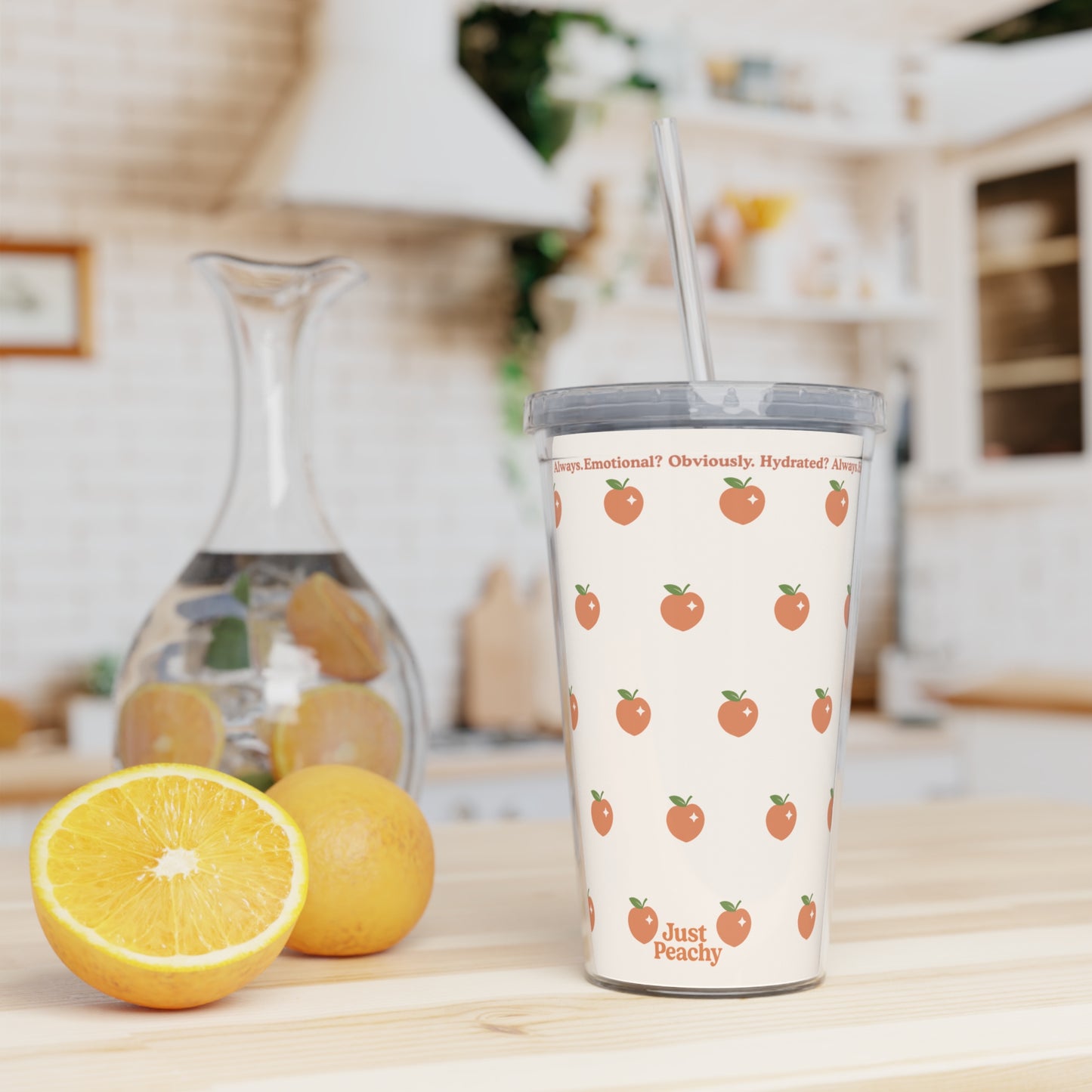 Funny Tumbler with Straw – 'Emotional? Obviously. Hydrated? Always.' Summer Cup