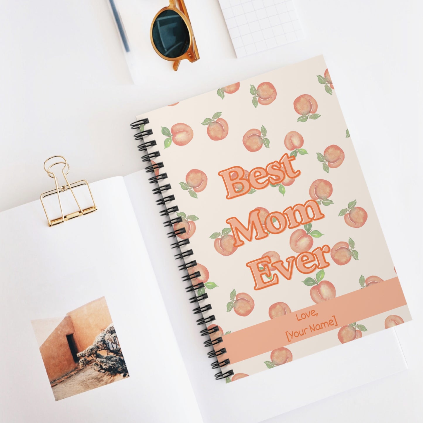 Best Mom Ever Notebook | Cute Mother’s Day Gift | Peachy Aesthetic Journal for Moms | Customizable Lined Notebook